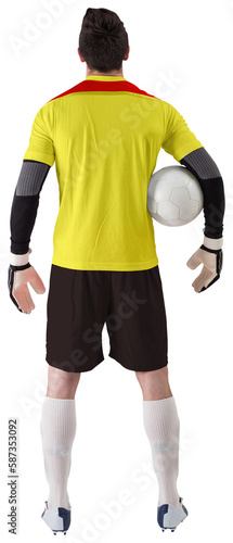 Goalkeeper in yellow holding ball © vectorfusionart