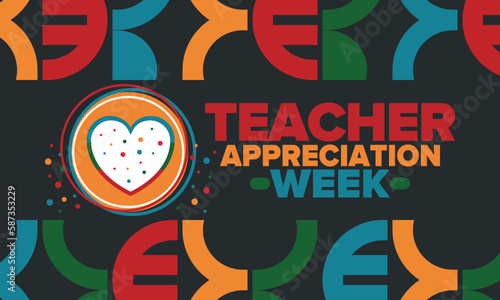 Teacher Appreciation Week in United States. Celebrated annual in May. In honour of teachers who hard work and teach our children. School and education. Student learning concept. Vector illustration