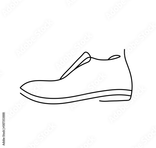 Vector isolated one single classic boot shoe side view colorless black and white contour line easy drawing