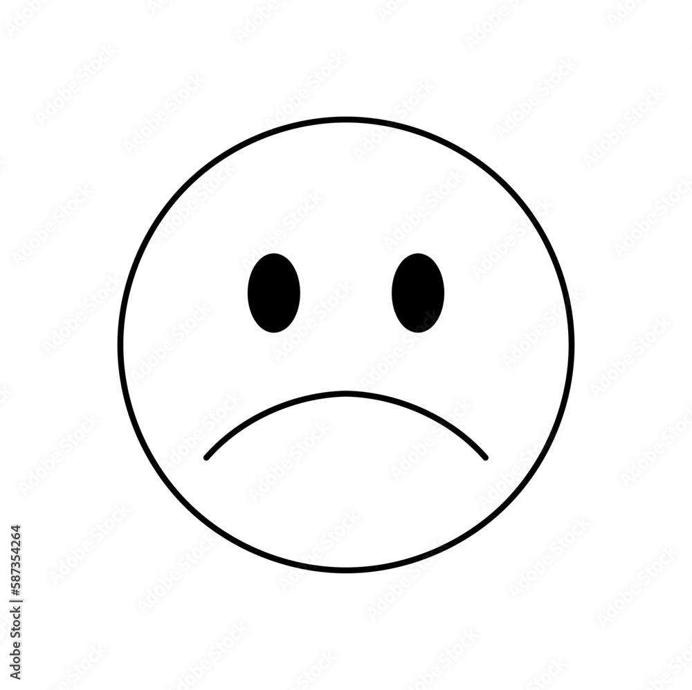 Vector isolated one single simplest round sad unhappy face emotion symbol colorless black and white contour line easy drawing Vector isolated one single simplest round sad unhappy face emotion symbol colorless black and white contour line easy drawing