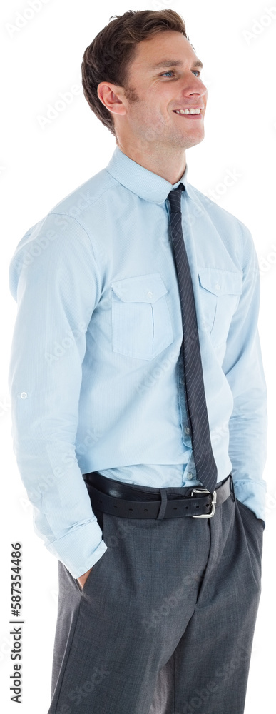 Smiling businessman standing with hand in pocket Smiling businessman standing with hand in pocket