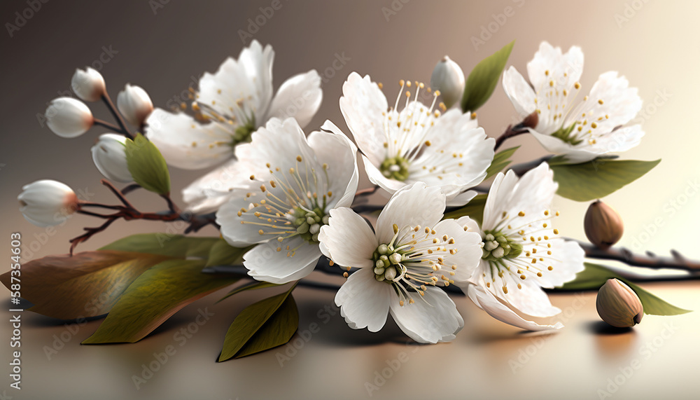 Fototapeta premium Flowering trees in the spring. Selective focus. Generative AI, 