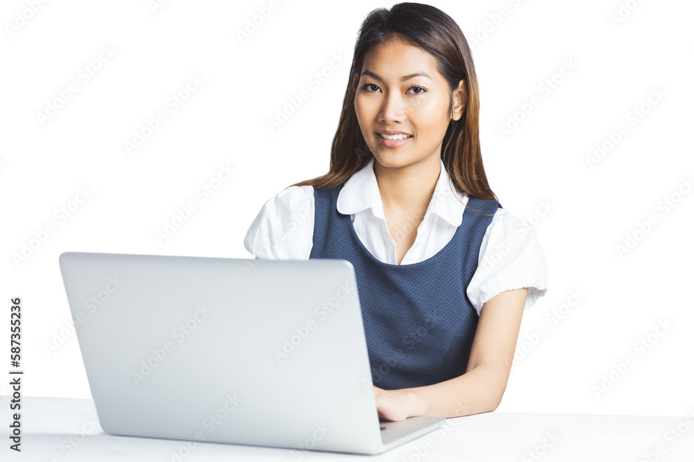 Smiling businesswoman using a laptop Smiling businesswoman using a laptop