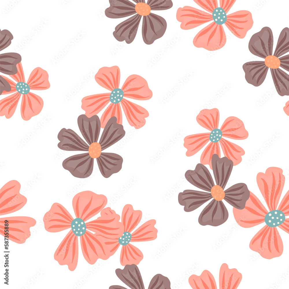 Chamomile flower seamless pattern in simple style. Abstract floral endless background.