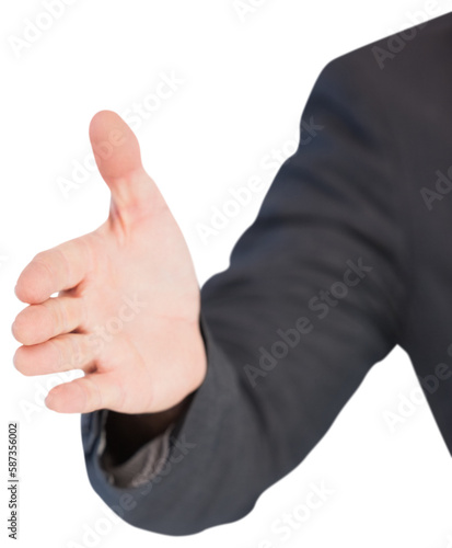 Businessman extending arm for handshake