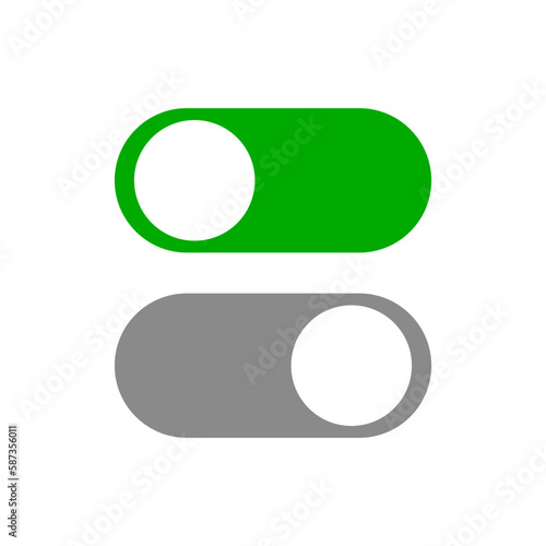 Power on slider switch and power off slider switch icon set. Power UI icon set. Vector.