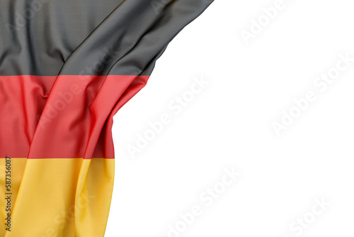 Flag of Germany in the corner on white background. Isolated, contains clipping path