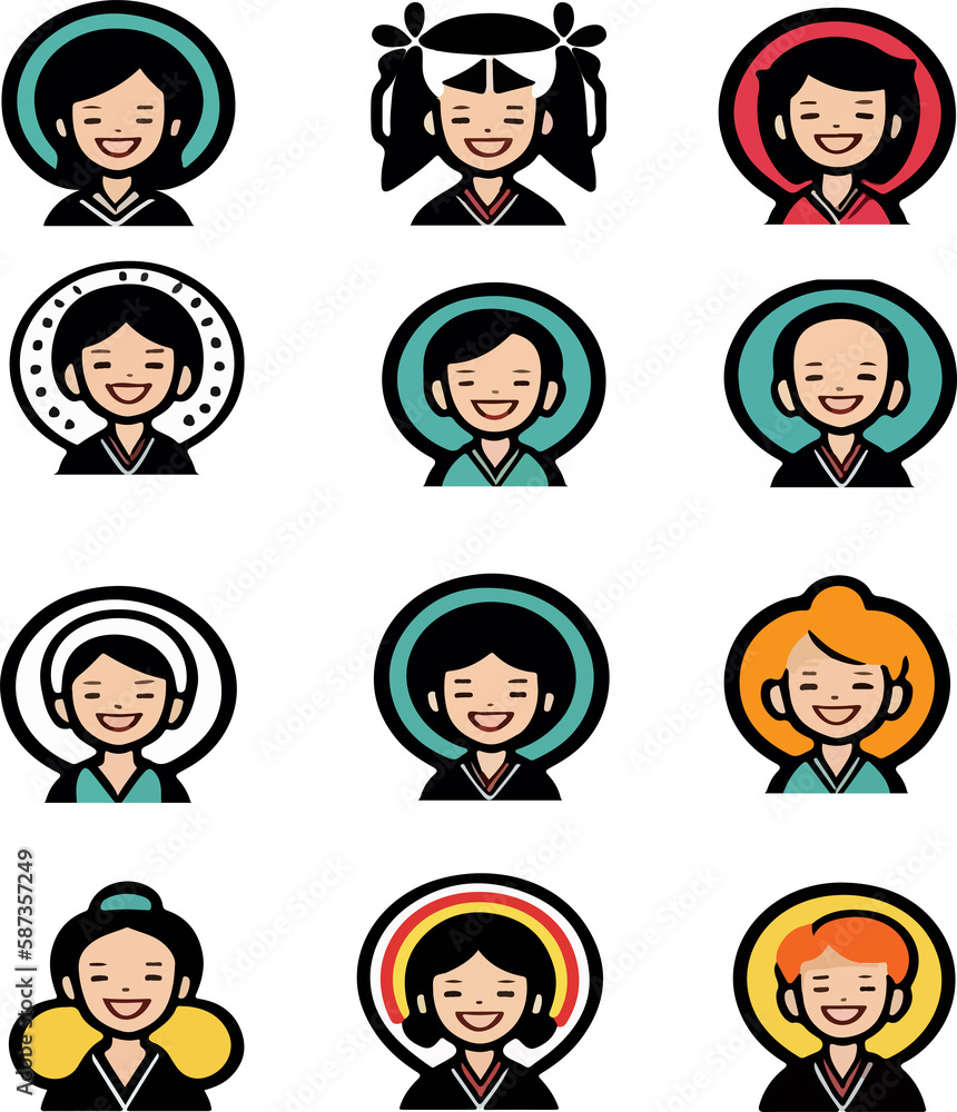 set of cartoon people face character set of cartoon people face character