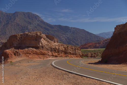 The scenic road that crosses the Quebrada De Las Conchas, Argentina photo