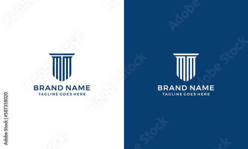 Abstract initial M attorney law pillar logo icon template