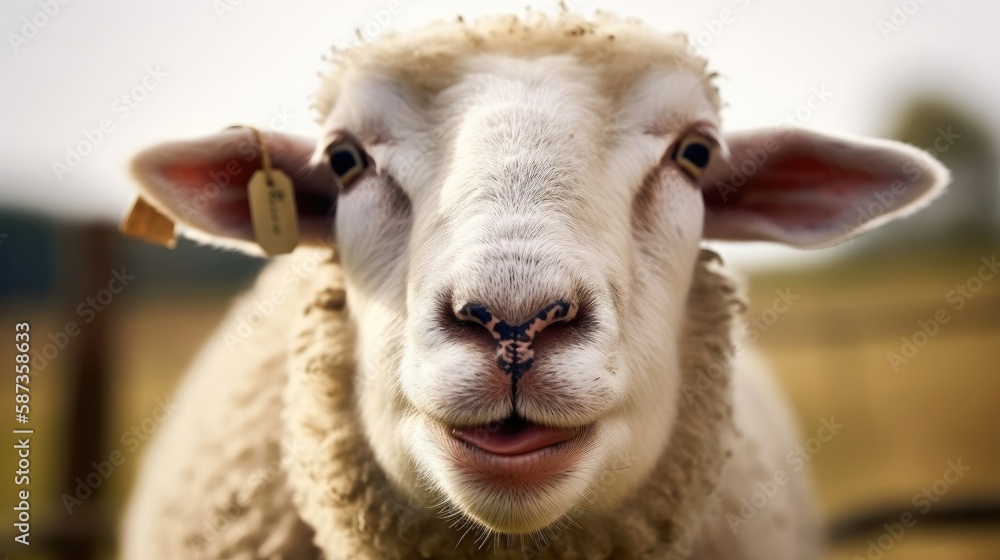 Funny sheep portrait. Generative AI