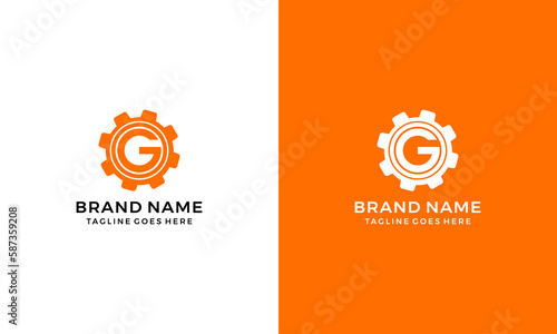 Letter G with concept gear logo icon vector template