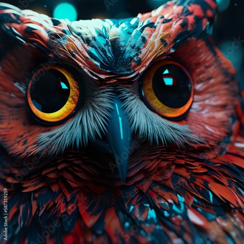 Colorful Owl with Big Eyes photo