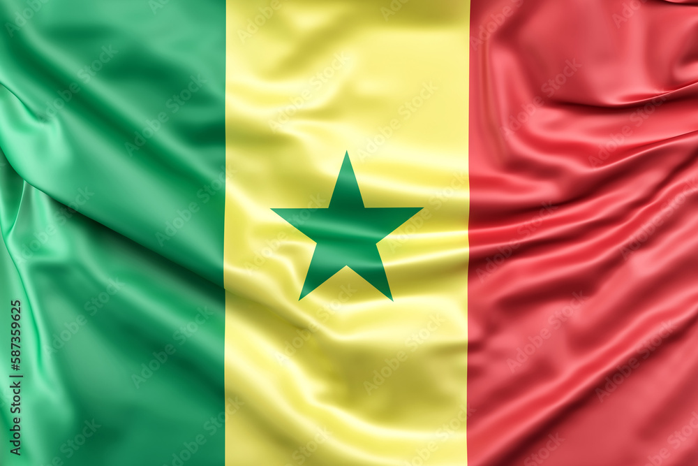 Ruffled Flag of Senegal. 3D Rendering Ruffled Flag of Senegal. 3D Rendering