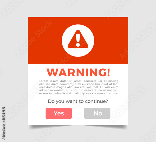 Minimalist Warning Pop Up Banner Conceptual Design Vector