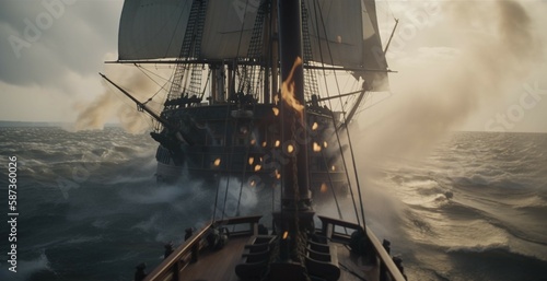 Sailing ship battle in the ocean [AI GENERATIVE]