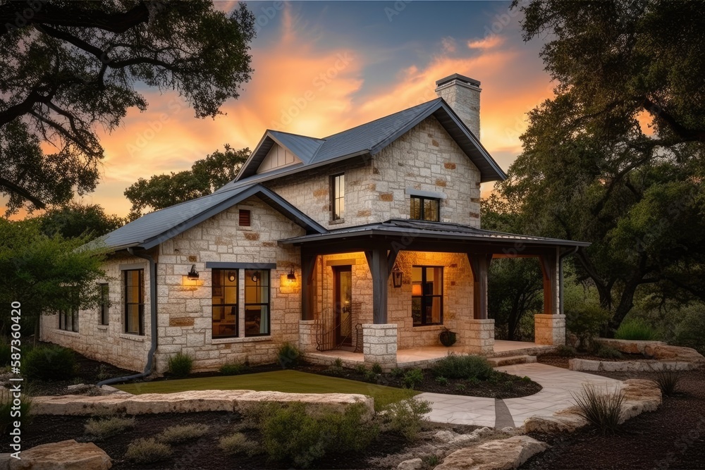 Hill Country Retreat Luxurious Home with Breathtaking Views Stock
