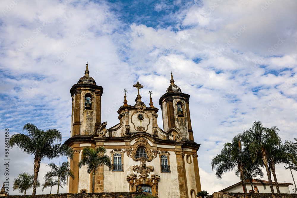 Historic colonial church in the city of Ouro Preto in the state of Minas Gerais in Brazil