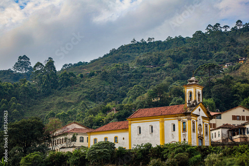 Historic colonial church in the city of Ouro Preto in the state of Minas Gerais in Brazil