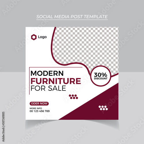 Set of Modern furniture sale social media post banner template