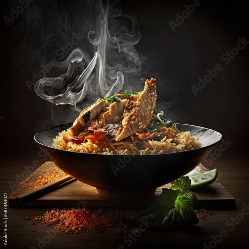 Chicken rice Thai-Asian cuisine specialties (Generative AI)