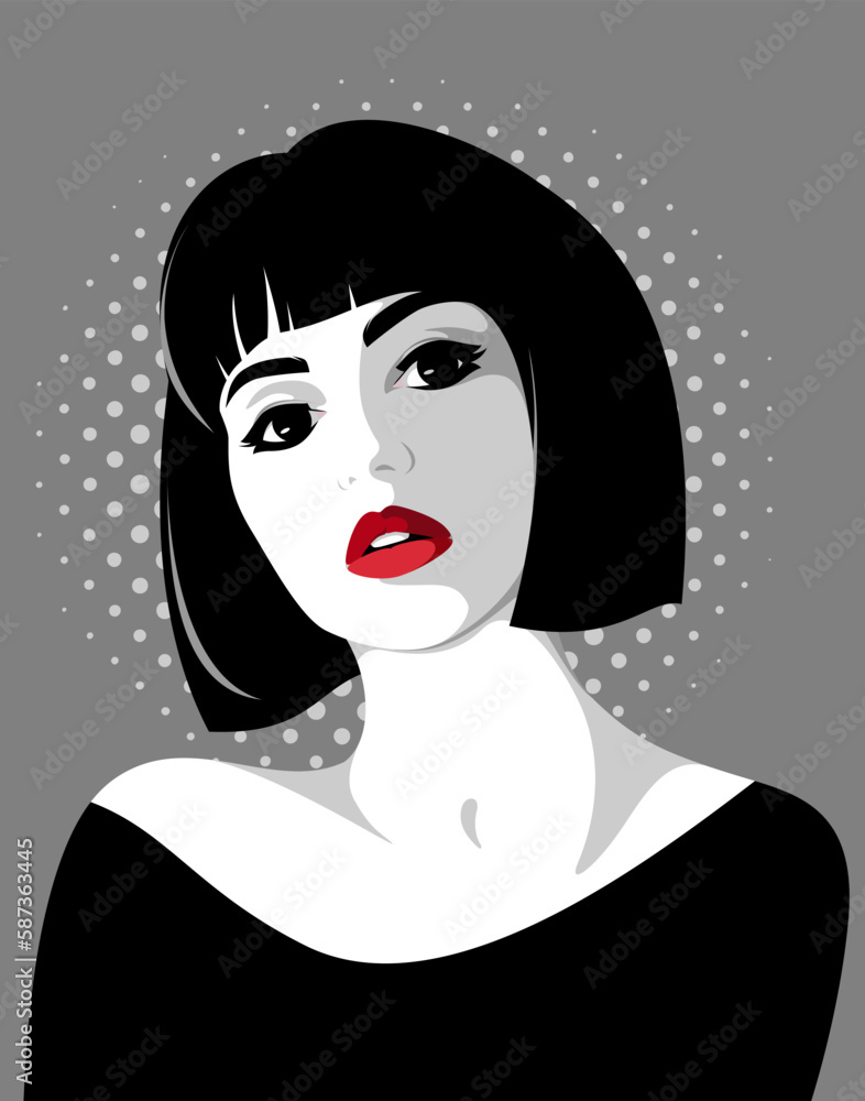 1367_Elegant woman with French bob hairstyle 1367_Elegant woman with French bob hairstyle