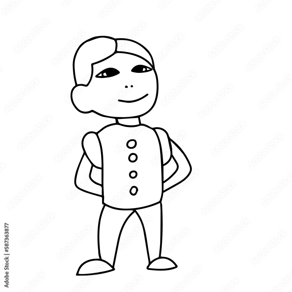 Beautiful hand-drawn vector illustration of a boy isolated on a white background for coloring book Beautiful hand-drawn vector illustration of a boy isolated on a white background for coloring book
