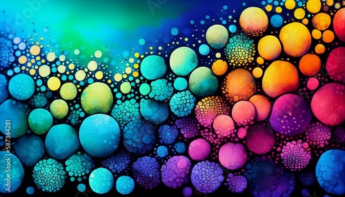 Fusion between Pointillism and Alcohol ink painting Vibrant,Generative AI