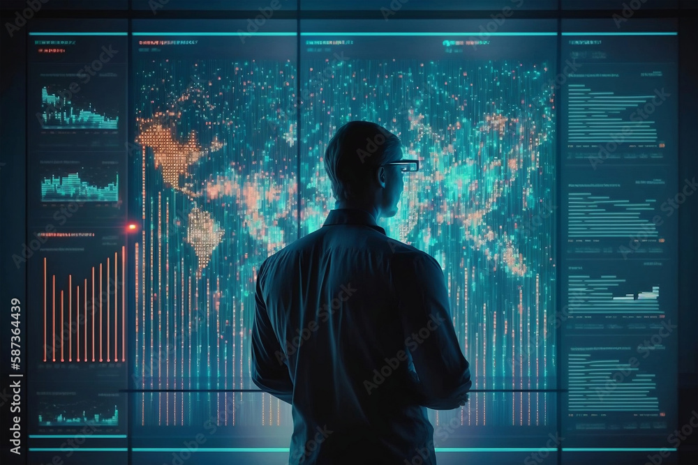 Business finance data analytics chart. Financial management technology. Advisors use digital Dashboards on virtual screens. Generative AI Business finance data analytics chart. Financial management technology. Advisors use digital Dashboards on virtual screens. Generative AI