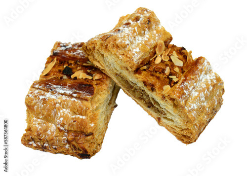 Fresh French pastries on a white background
