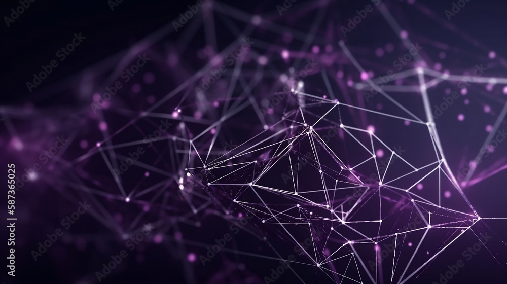 A highly detailed Plexus of abstract purple geometrical. Big data concept AI generative.