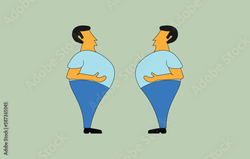 Funny Cartoon Character. Fat Man Falling. Vector Illustration