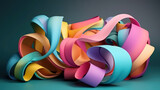 curvy ribbon edge, folded wallpaper, Bright color. Generative Ai