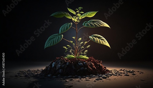 Young Plant in Early Growth Phase AI Generated Image