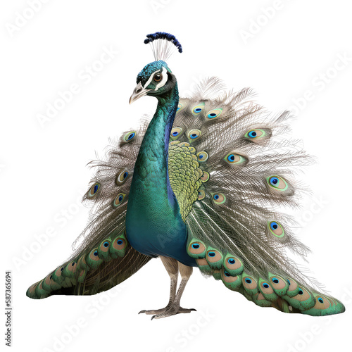 peacock isolated on white photo
