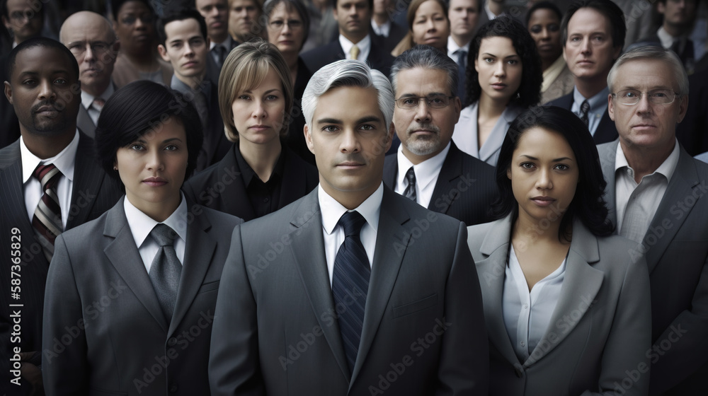 Large group of various races of business people on the Street . Generative AI illustration Large group of various races of business people on the Street . Generative AI illustration