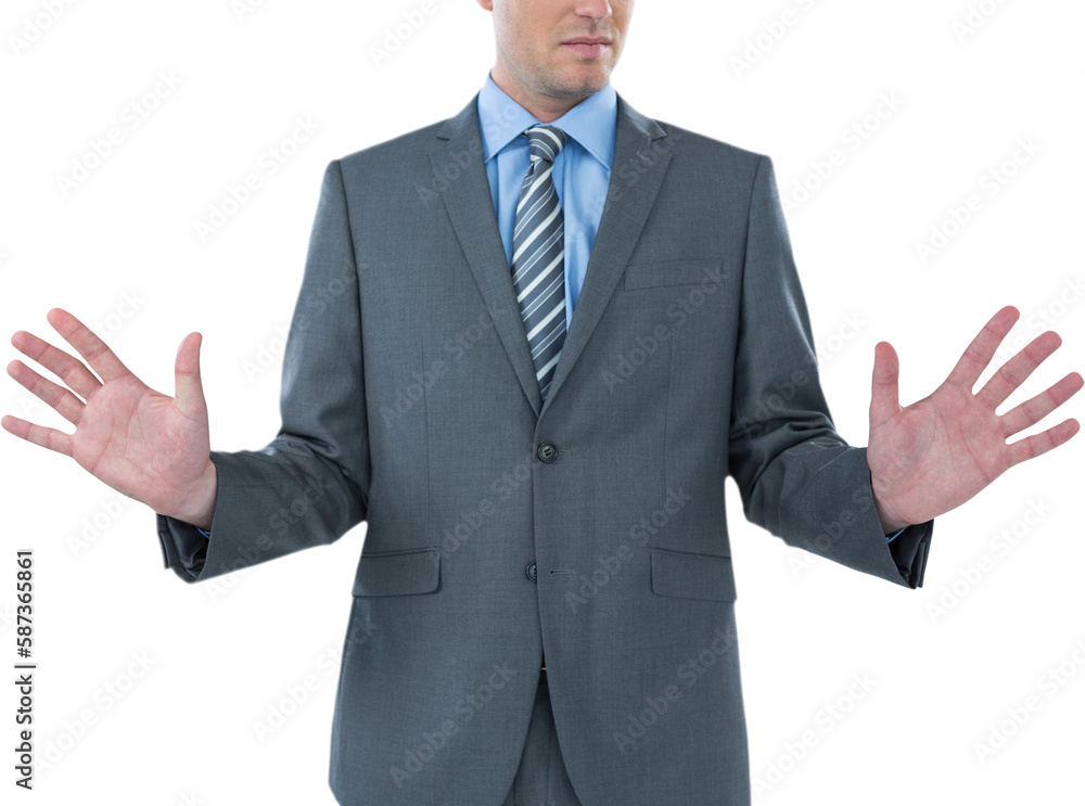Businessman using futuristic digital screen Businessman using futuristic digital screen
