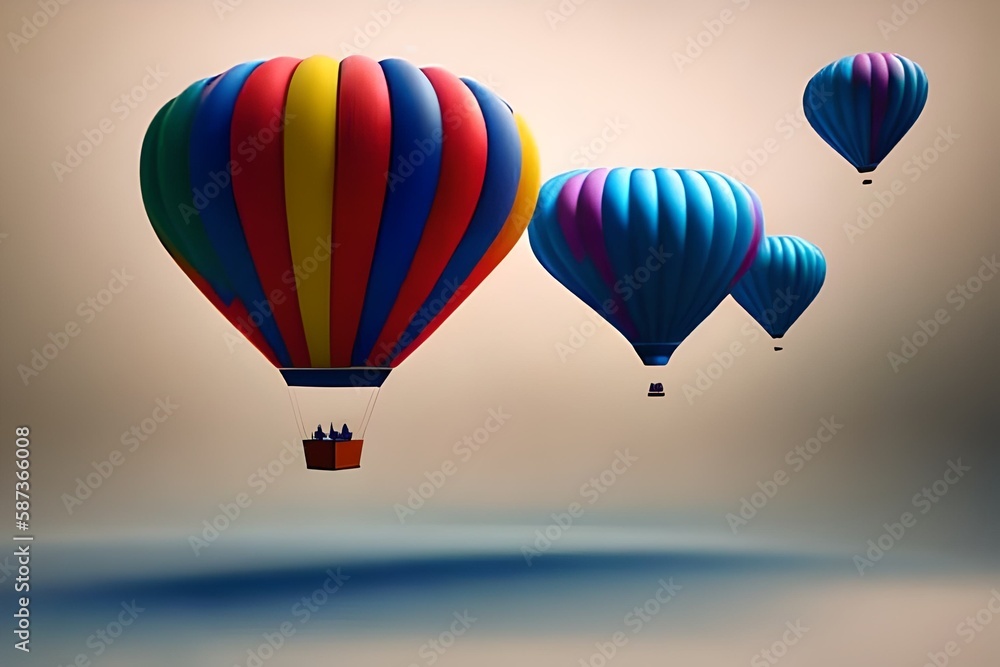 Fototapeta BACKGROUND with 3D balloons generative AI digital illustration,  generative AI digital illustration