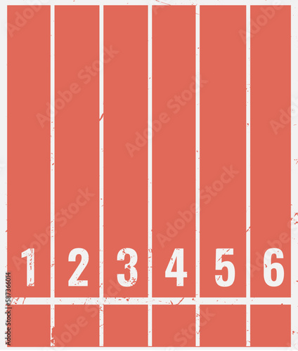 Starting line on running track. Vector illustration.