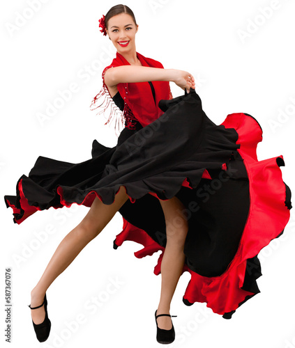 Dancing woman in a red and black dress