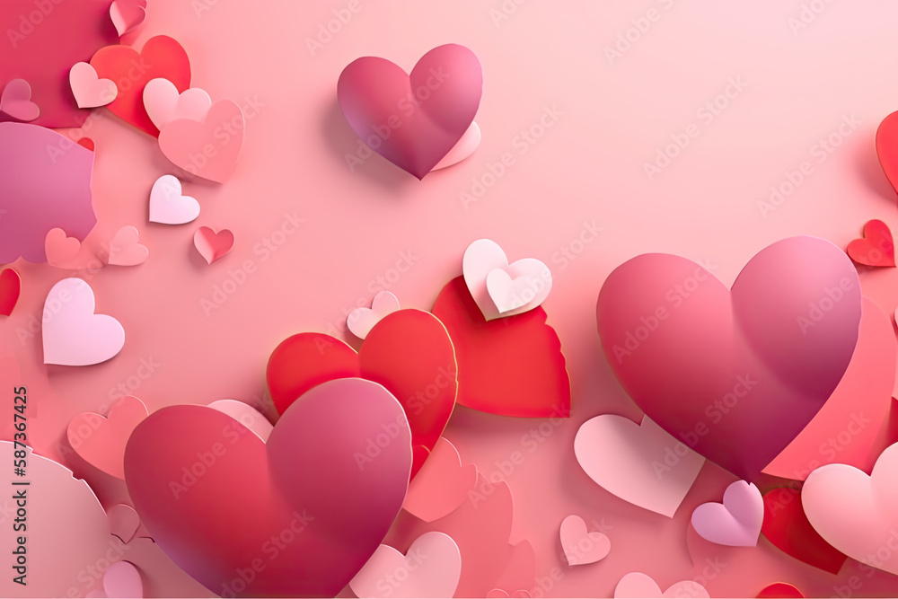 red and pink background with hearts for various celebrations with copy space. Ai generative red and pink background with hearts for various celebrations with copy space. Ai generative