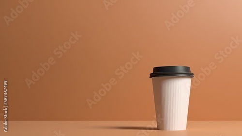 paper cup of coffee with space background, Mockup paper coffee coffee cup , digital ai art
