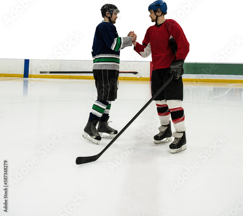 Photography Ice hockey players shaking hands at rink