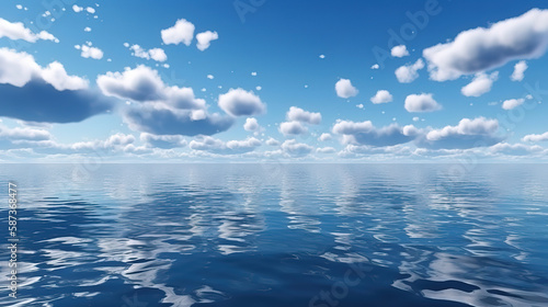 3d rendering of simple seascape with calm water. Generative Ai