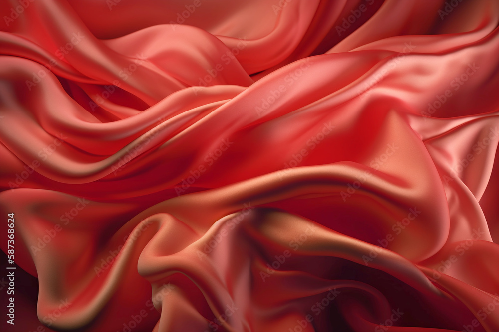 Obraz premium Abstract fluid iridescent red holographic neon curved wave in motion colorful background, Gradient design. Generative AI