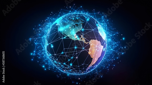 Global world network and telecommunication on earth illustration