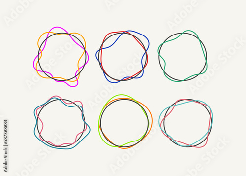 Set of artistic line frames, hand drawn border