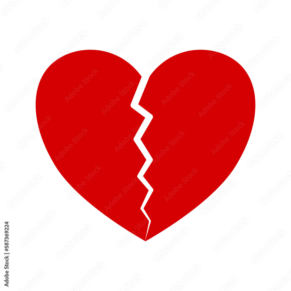 Red Broken heart icon on transparent background. Red Broken heart icon on transparent background.