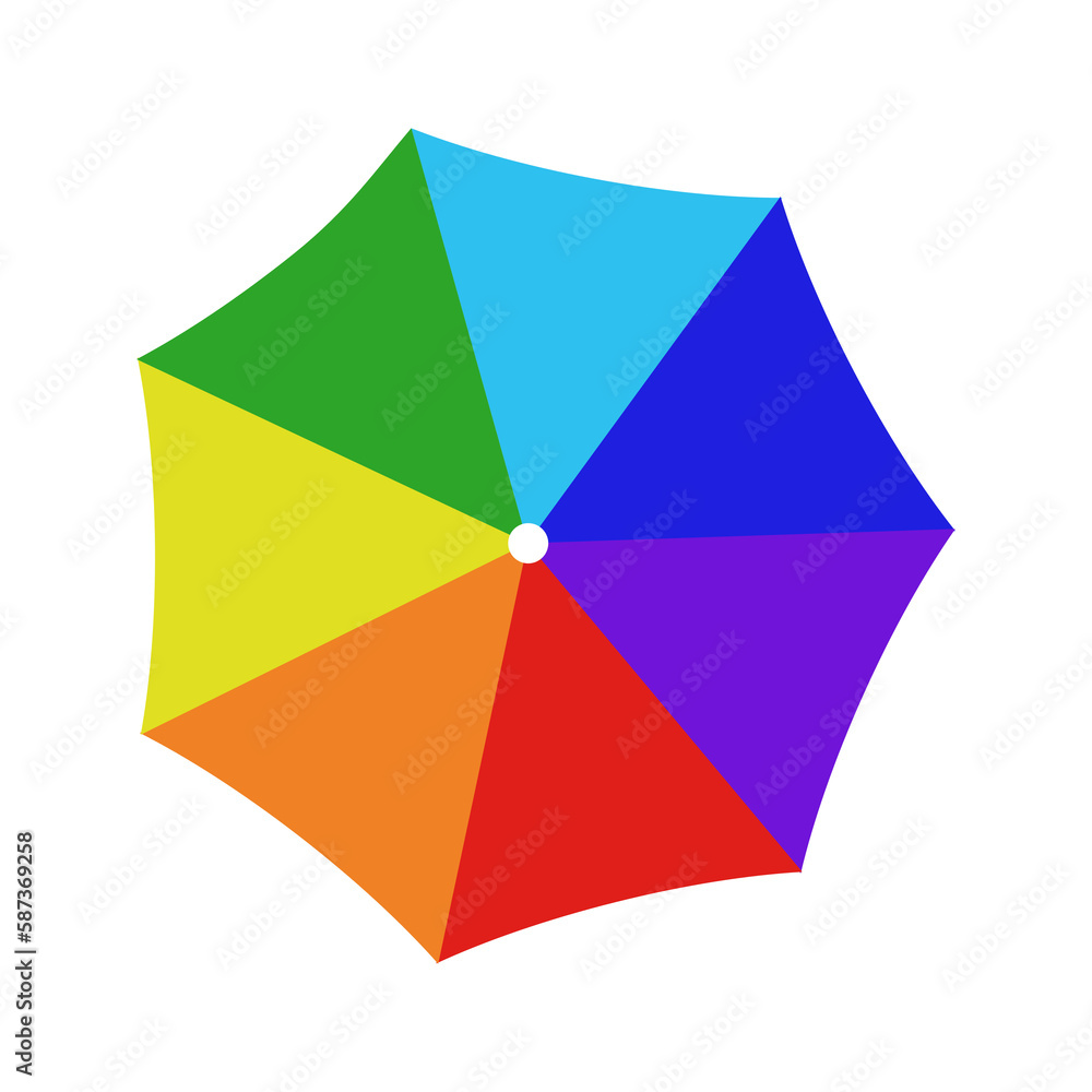 Beach umbrella icon on transparent background.