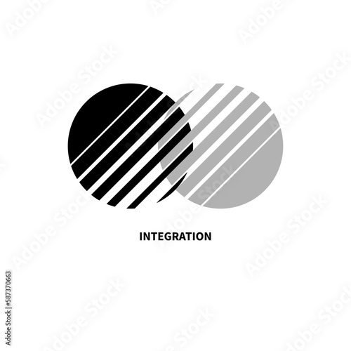 Integration, interaction sign. Round business concept